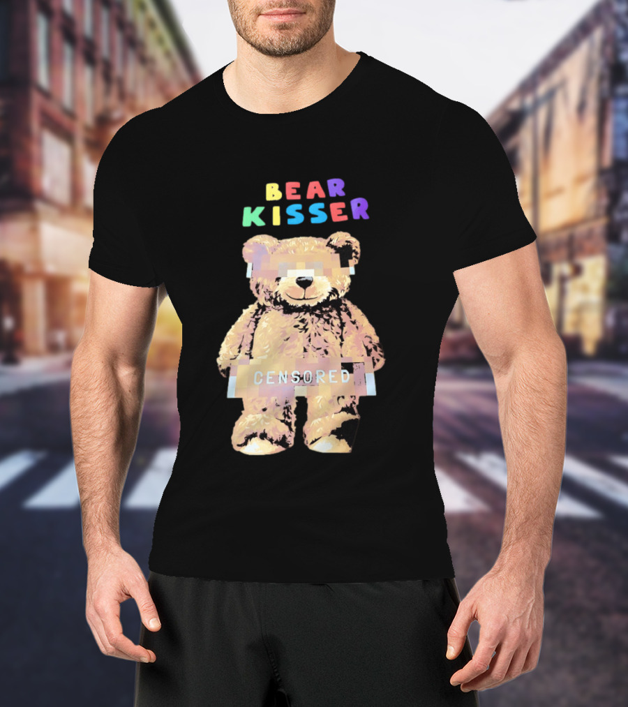 Bear Kisser Censored Pixelated Teddy Bear T-Shirt