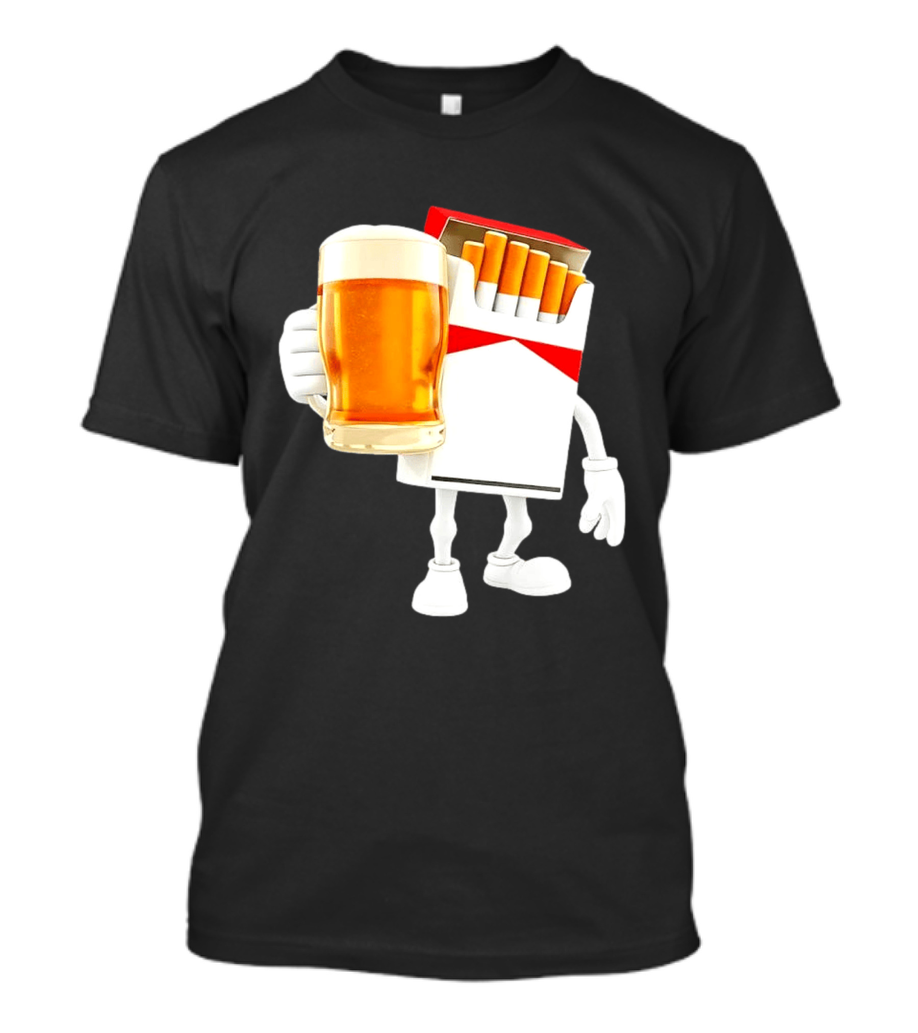 Pack Of Cigs With Beer Drinking Beer Smoking Cigarettes T-Shirt