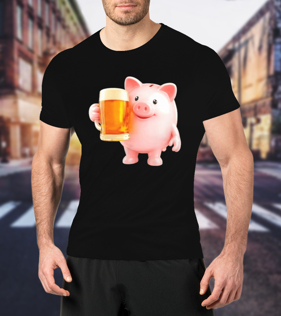 Piggy Bank With Beer Save Money Concept T-Shirt