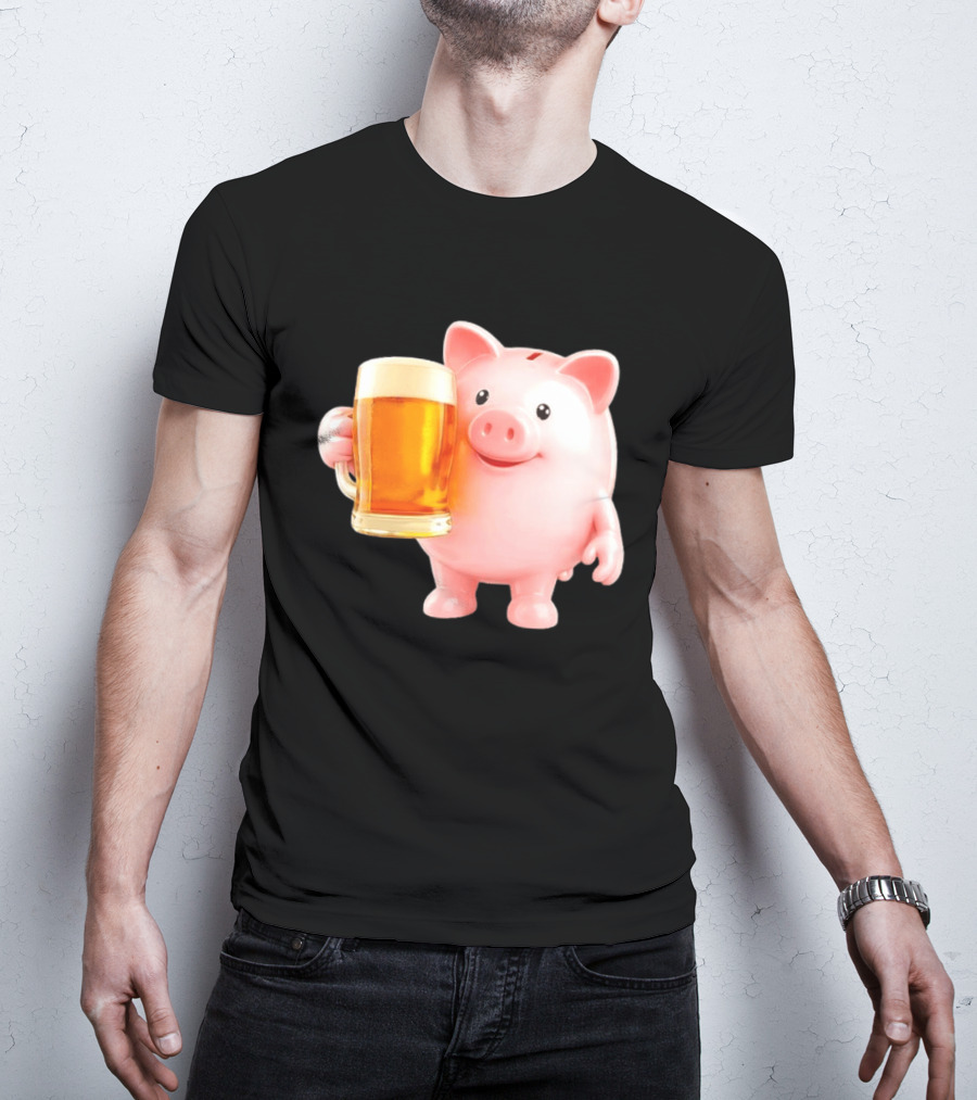 Piggy Bank With Beer Save Money Concept T-Shirt