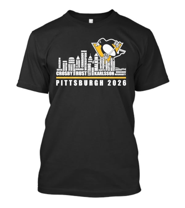 Pittsburgh 2026 Crosby Malkin Letang Guentzel Karlsson Hockey Team Skyline T-Shirt