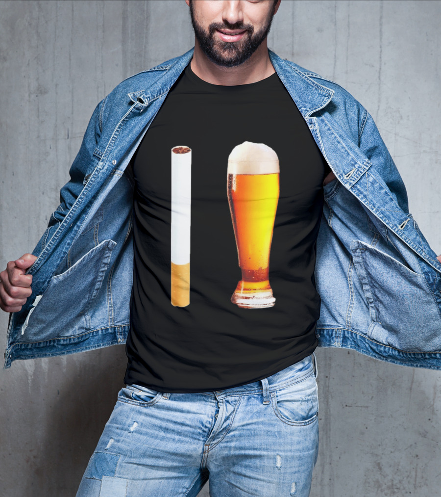 Cigarette And Beer Combo Classic Symbolic Pair T-Shirt
