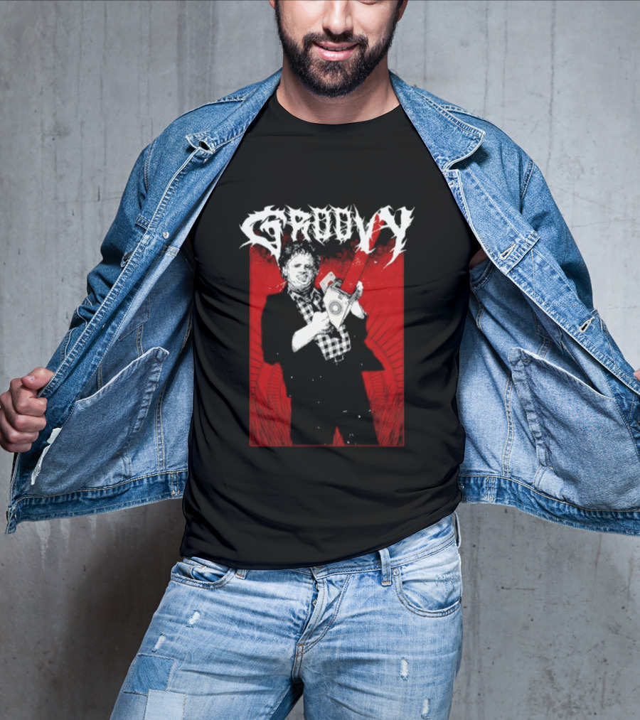 Groovy Metal Leatherface The Texas Chain Saw Massacre Horror T-Shirt