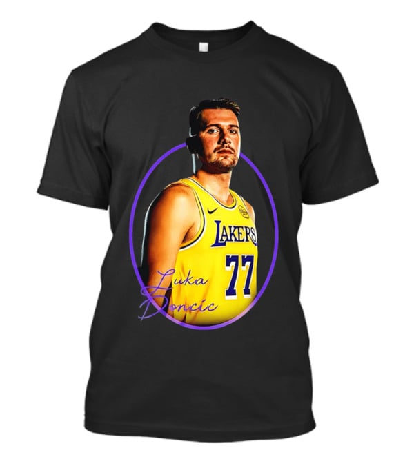 Los Angeles Lakers Luka Doncic 77 Yellow Jersey Image T-Shirt