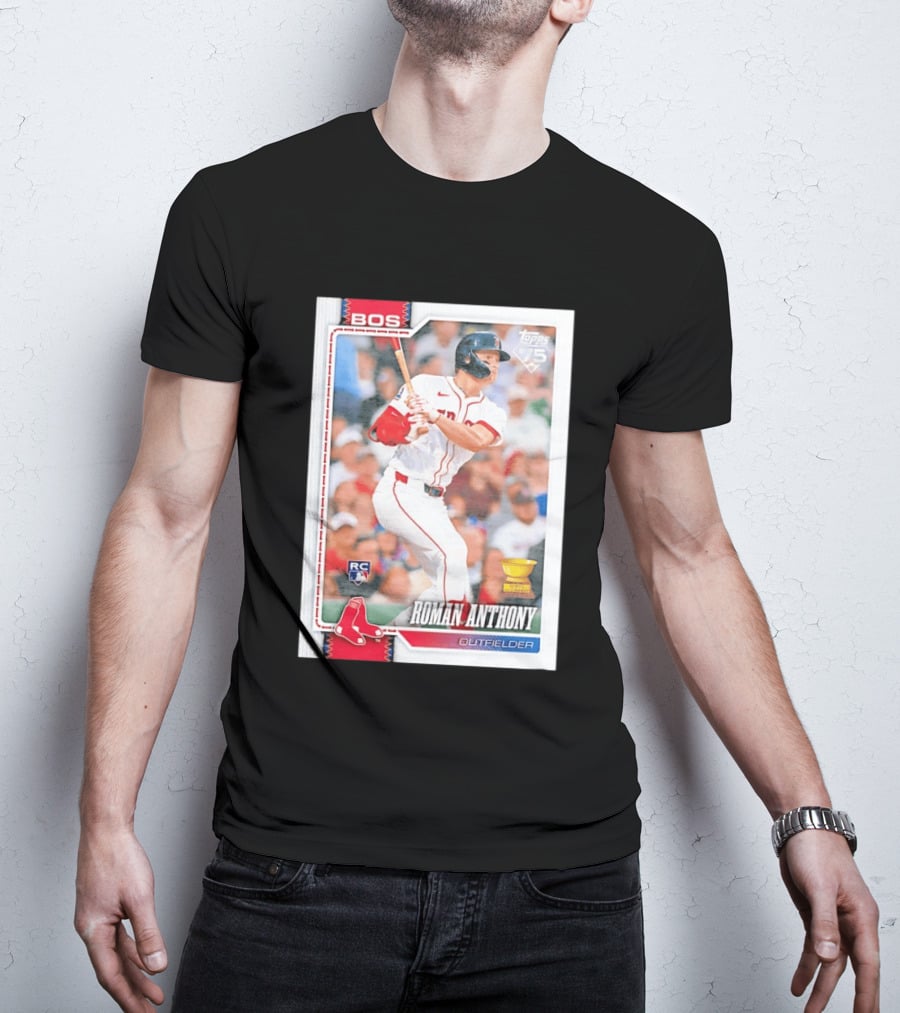 Roman Anthony Boston Red Sox Rookie Card Outfielder Topps 75th Anniversary T-Shirt