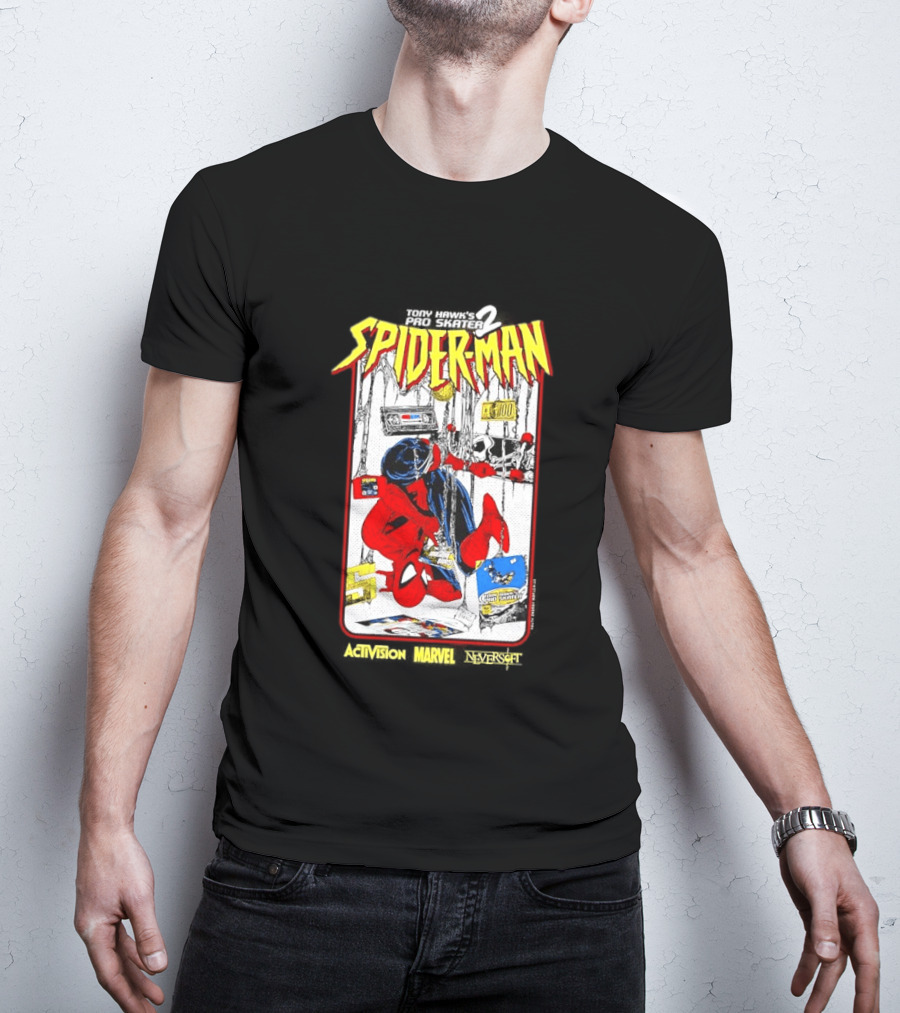 Spider Man Marvel Comics Tony Hawk's Pro Skater 2 Video Game Scene T-Shirt
