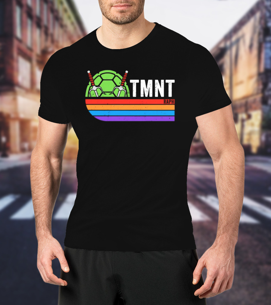 TMNT Raphael Raph Turtle Shell Sai Weapons Rainbow T-Shirt