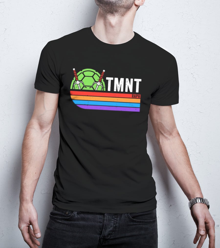 TMNT Raphael Raph Turtle Shell Sai Weapons Rainbow T-Shirt