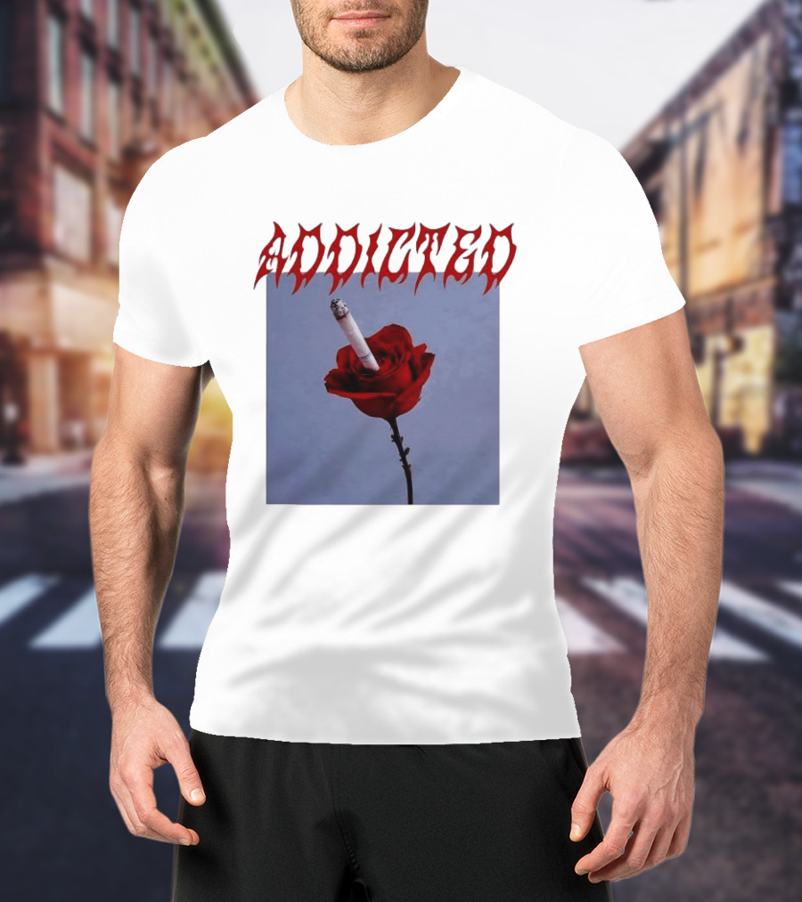 Addicted Smoking Roses Metal Aesthetic T-Shirt
