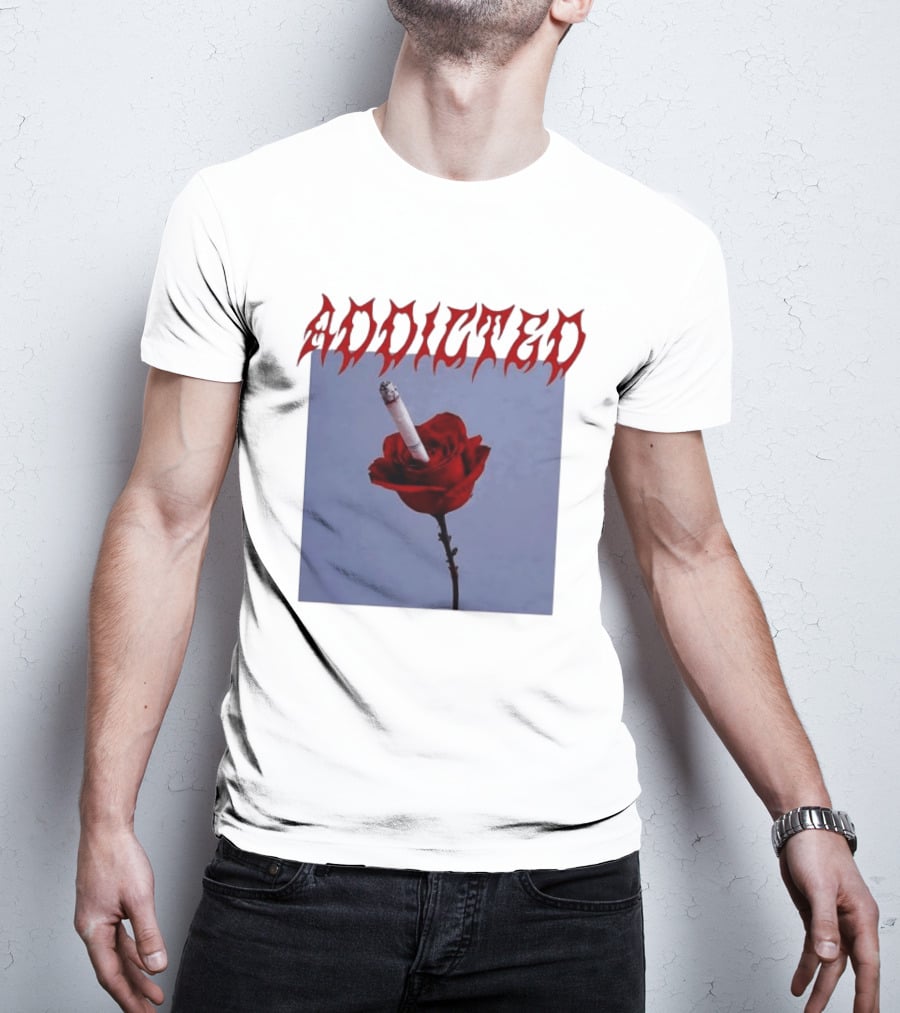 Addicted Smoking Roses Metal Aesthetic T-Shirt