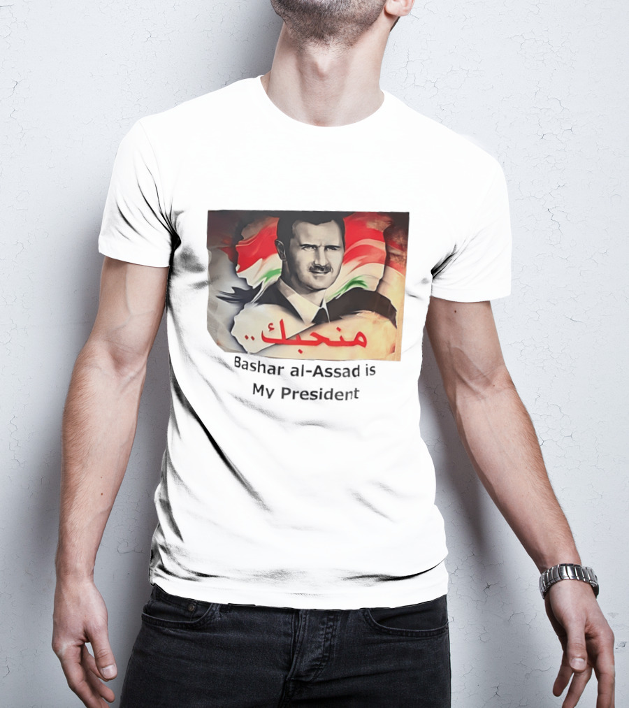 Bashar Al Assad Portrait With Syrian Flag T-Shirt