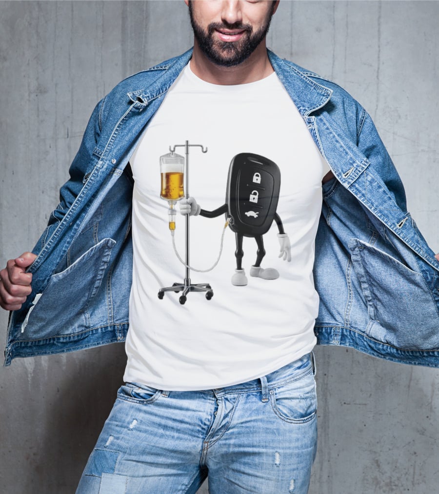 Car Keys With IV Beer Do Not Drink Alcohol When Driving Warning T-Shirt