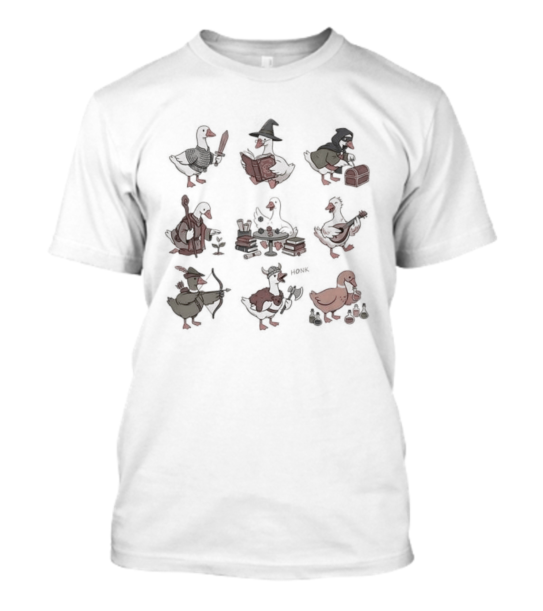 Goose RPG Cartoon Adventure Characters Multiclass T-Shirt