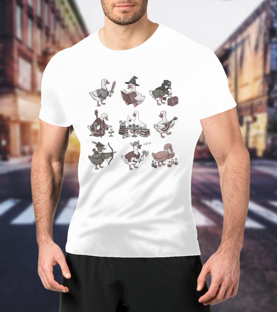 Goose RPG Cartoon Adventure Characters Multiclass T-Shirt