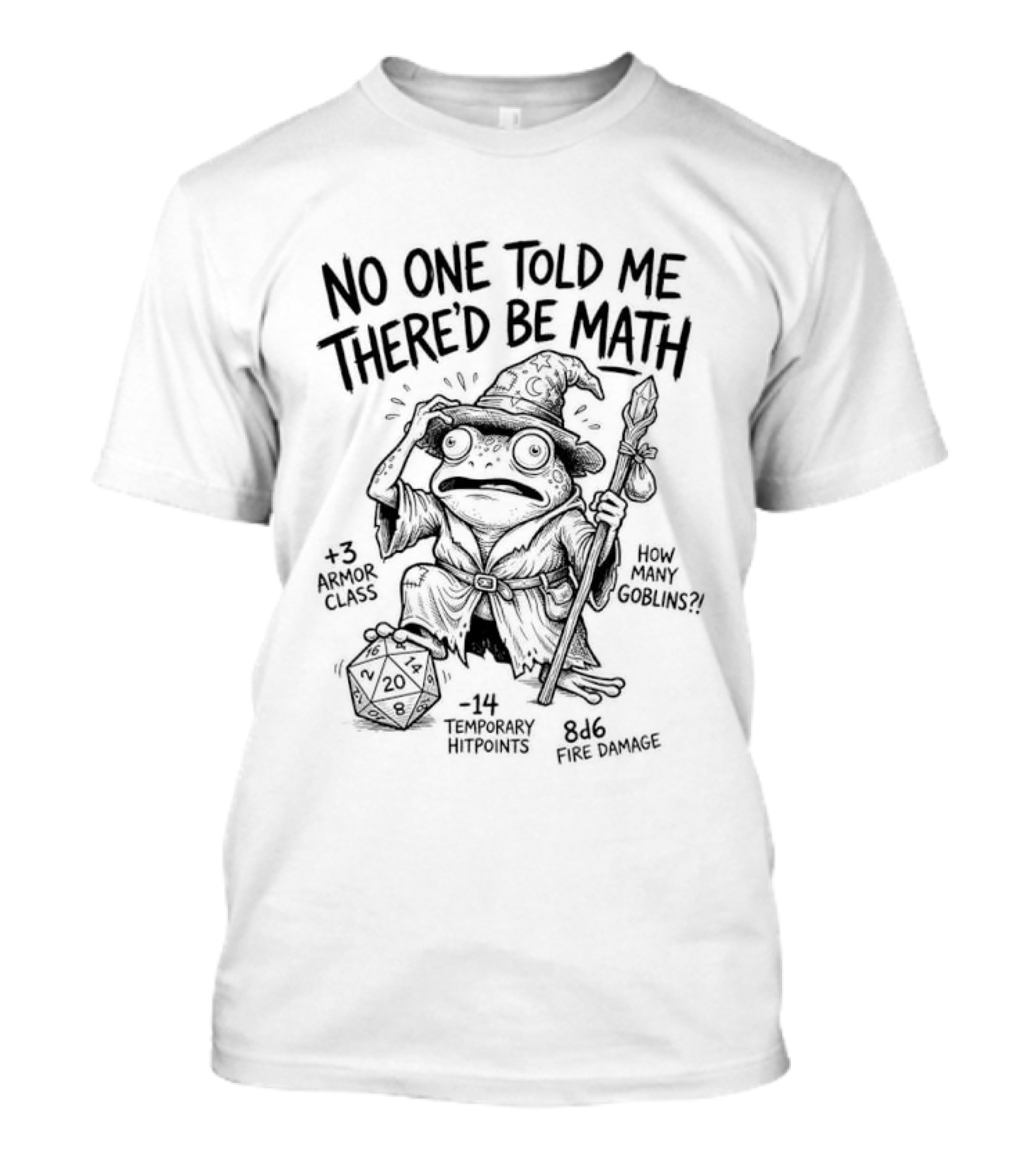 No One Told Me There'd Be Math Frog Wizard Dungeons And Dragons Dice T-Shirt