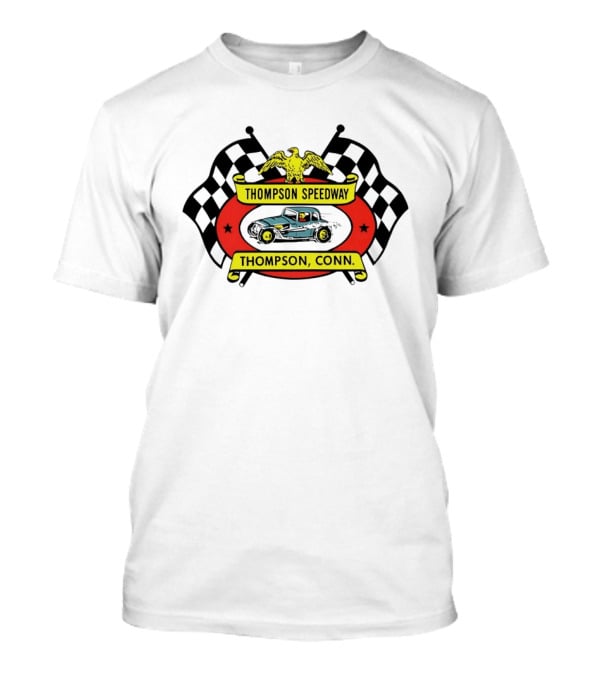 Thompson Speedway Racing Vintage Eagle Emblem Connecticut Checker Flags T-Shirt