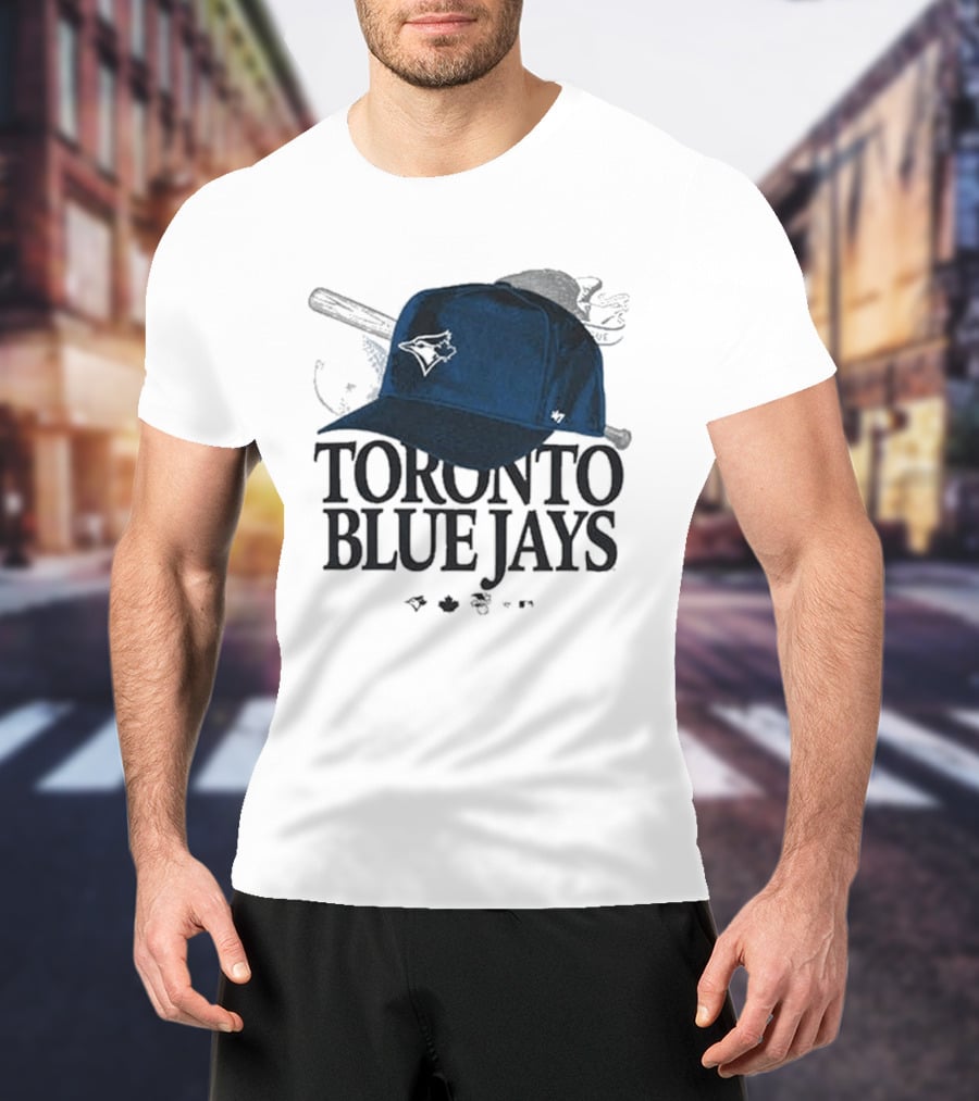 Toronto Blue Jays Baseball Cap And Bat Motif '47 T-Shirt
