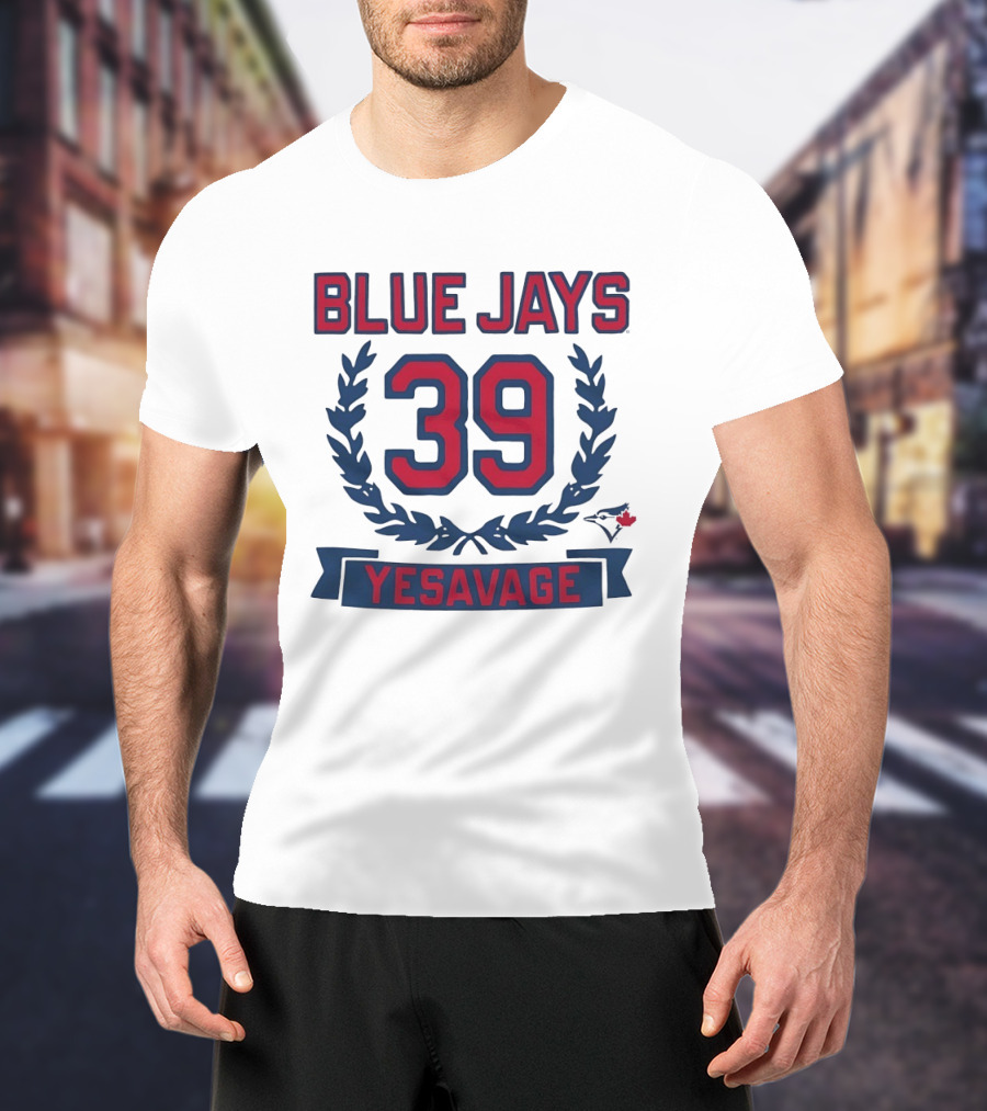 Blue Jays 39 Yesavage Wreath Toronto Rookie T-Shirt