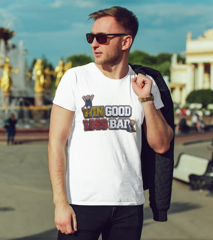 Win Good Loss Bad Basketball Cartoon Characters Sitting And Crying T-Shirt