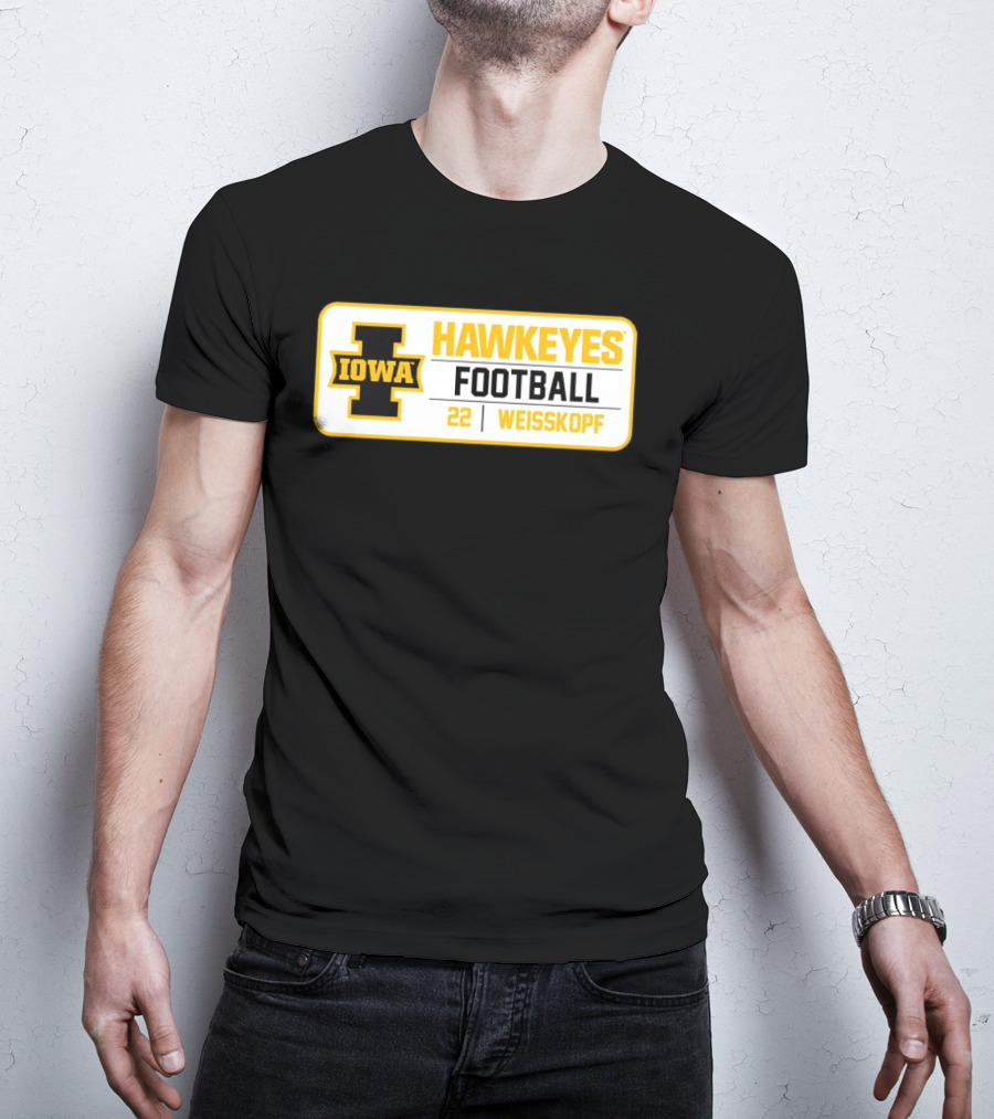 Iowa Hawkeyes Football 22 Weisskopf Black Gold T-Shirt