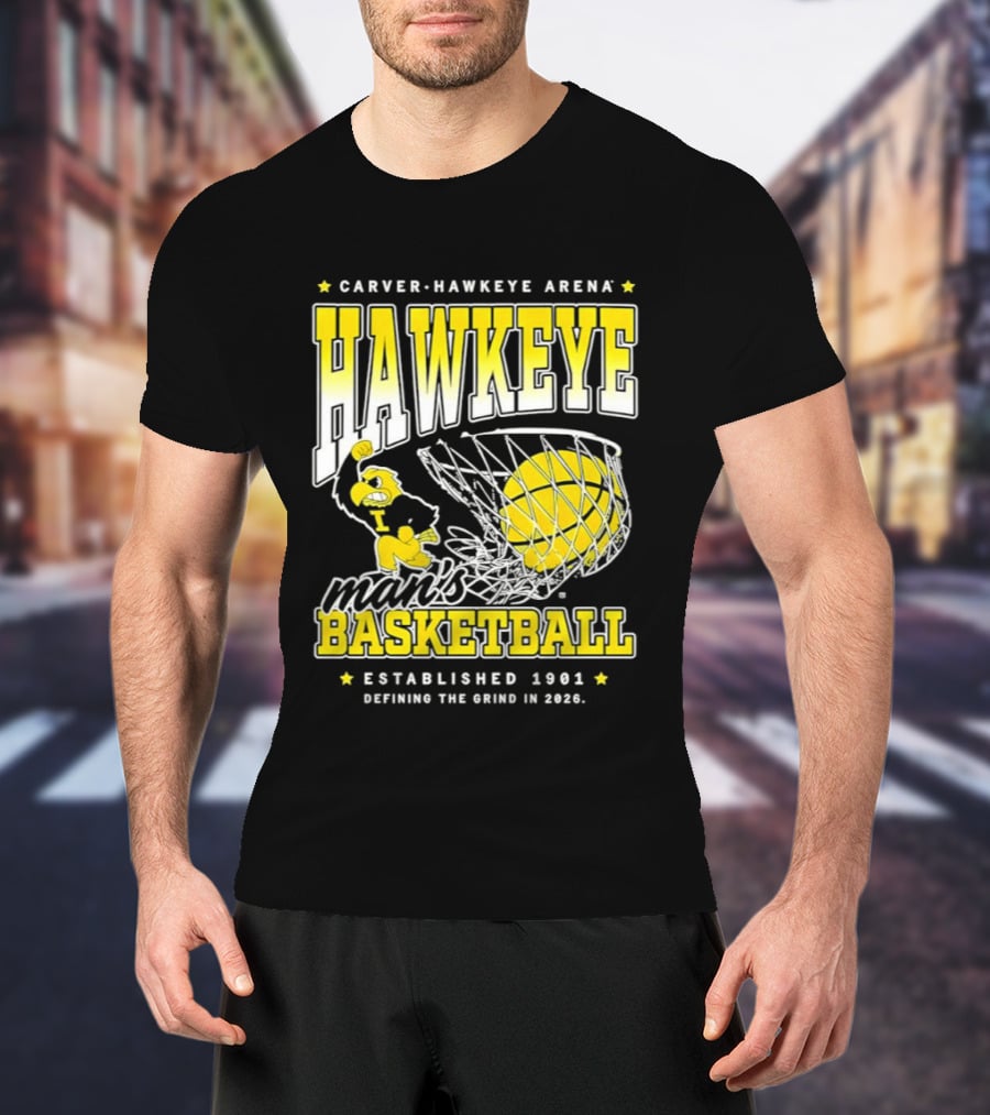 Carver Hawkeye Arena Man's Basketball Defining The Grind In 2023 Established 1901 T-Shirt