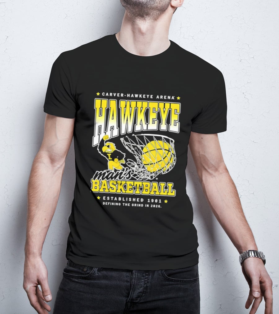 Carver Hawkeye Arena Man's Basketball Defining The Grind In 2023 Established 1901 T-Shirt