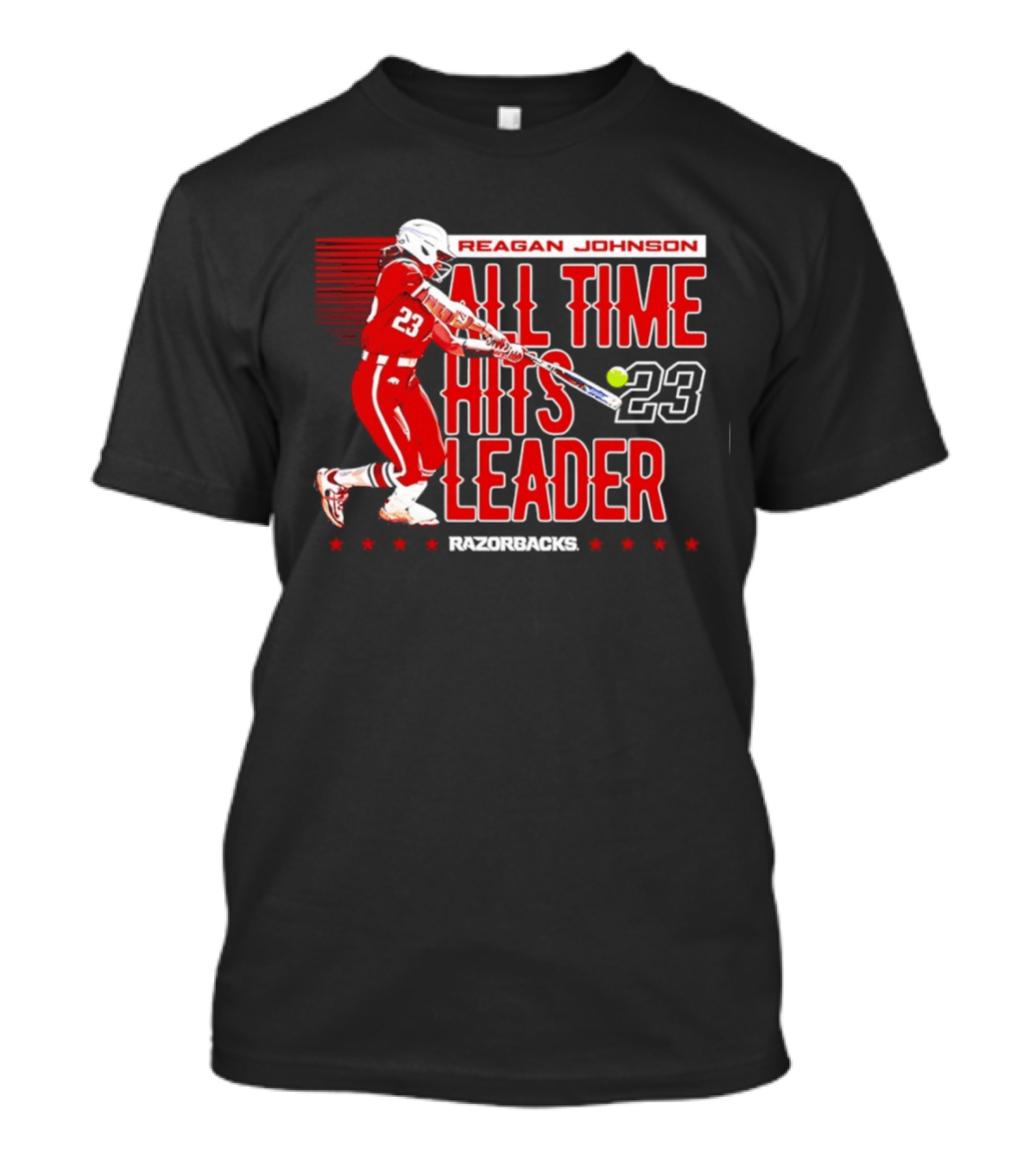 Reagan Johnson All Time Hits Leader 23 Arkansas Razorbacks Softball T-Shirt