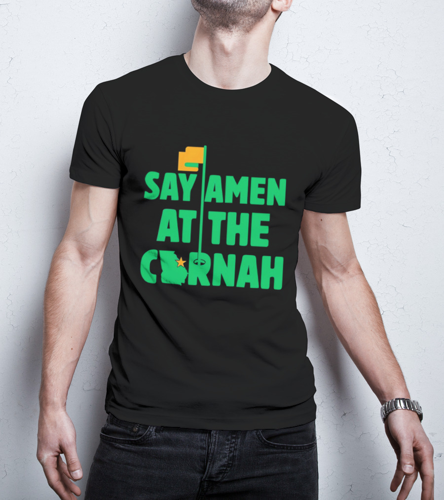 Say Amen At The Cornah Golf Flag Star Motif T-Shirt