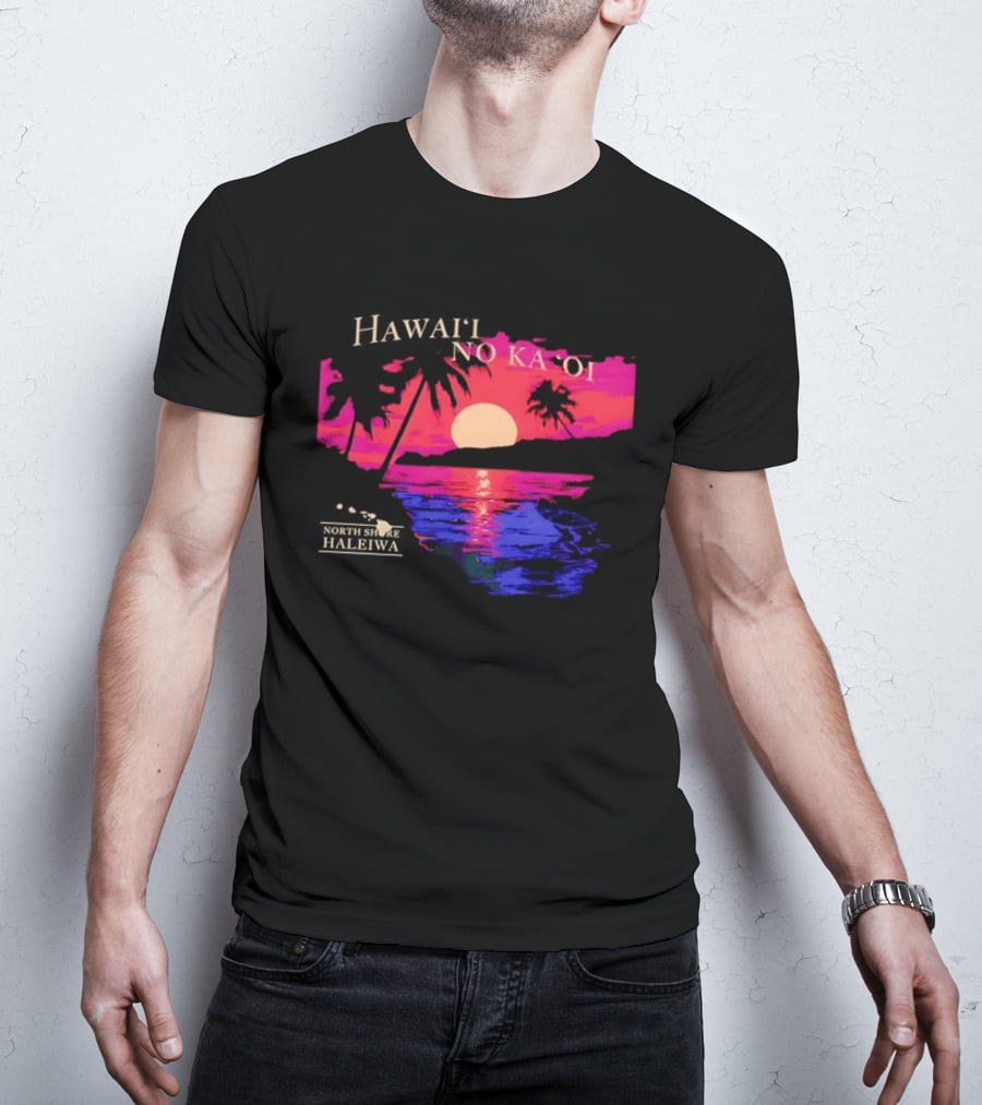 Hawai'i No Ka 'Oi Sunset Behind Mountains North Shore Haleiwa T-Shirt