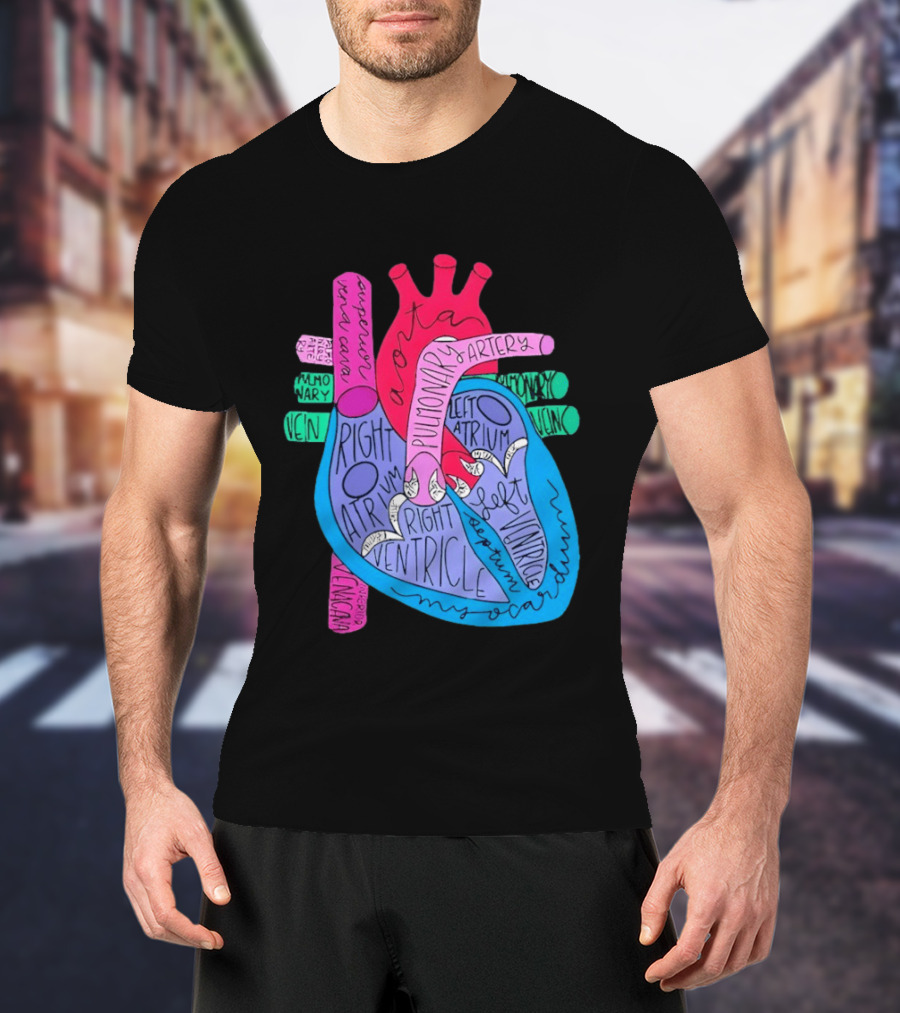 Heart Anatomy Aorta Pulmonary Artery Superior Vena Cava Right Atrium Ventricle Diagram T-Shirt