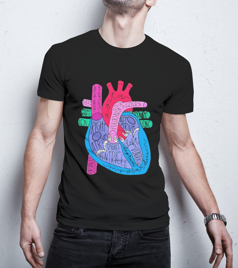 Heart Anatomy Aorta Pulmonary Artery Superior Vena Cava Right Atrium Ventricle Diagram T-Shirt
