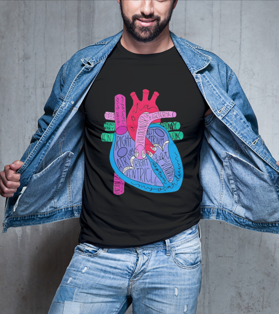 Heart Anatomy Aorta Pulmonary Artery Superior Vena Cava Right Atrium Ventricle Diagram T-Shirt