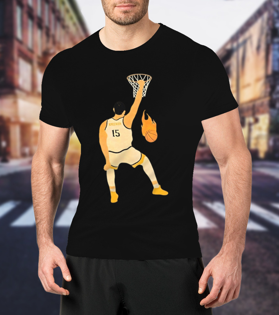 Nikola Jokic Denver Nuggets 15 Basketball Player Dunking Flame Ball T-Shirt