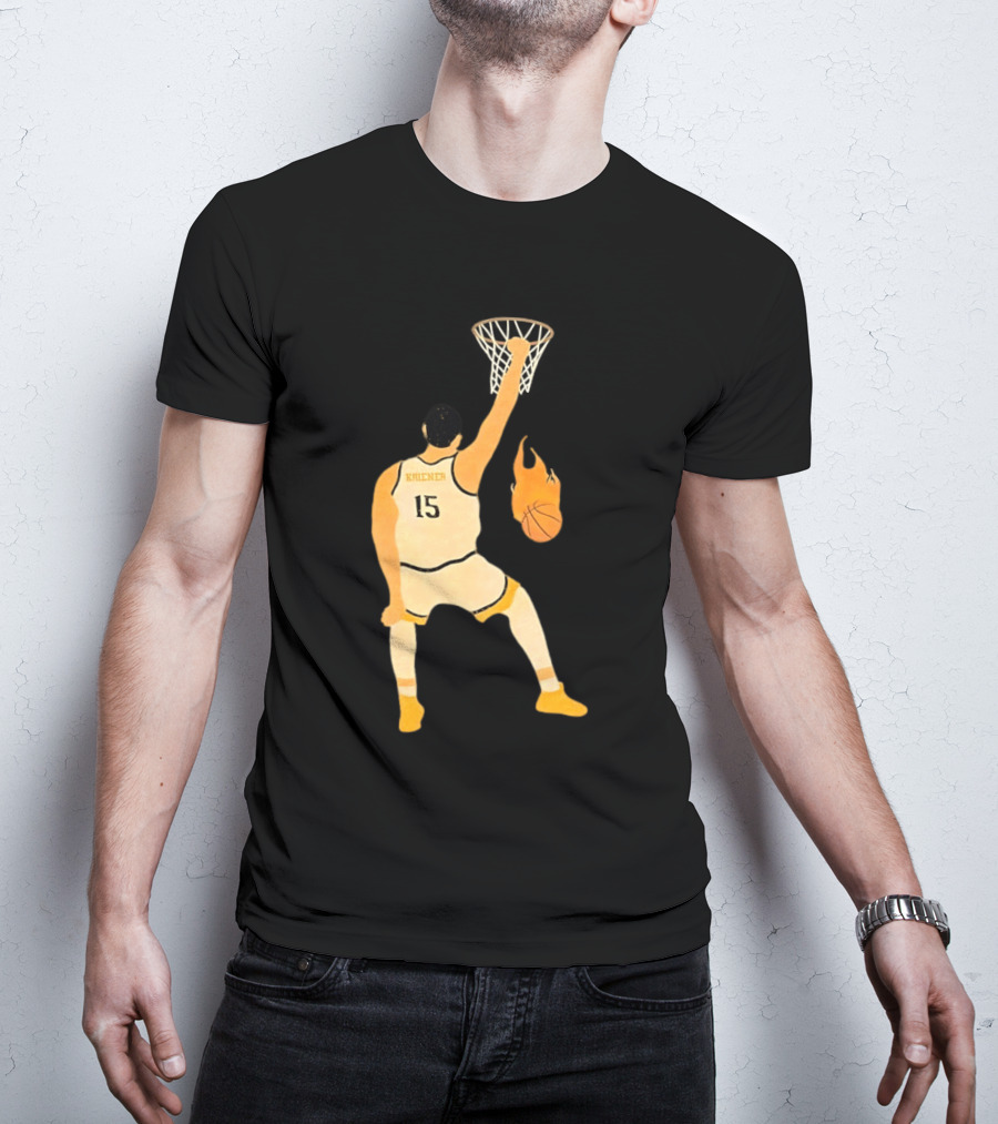 Nikola Jokic Denver Nuggets 15 Basketball Player Dunking Flame Ball T-Shirt