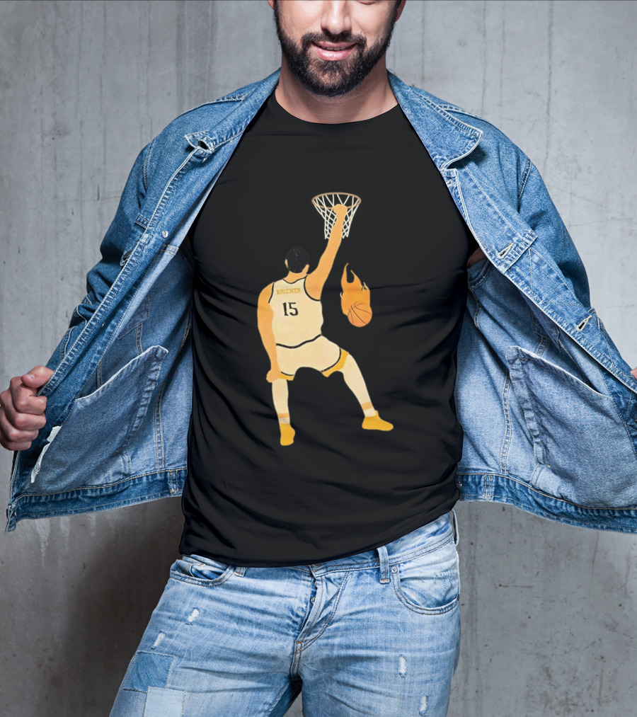 Nikola Jokic Denver Nuggets 15 Basketball Player Dunking Flame Ball T-Shirt