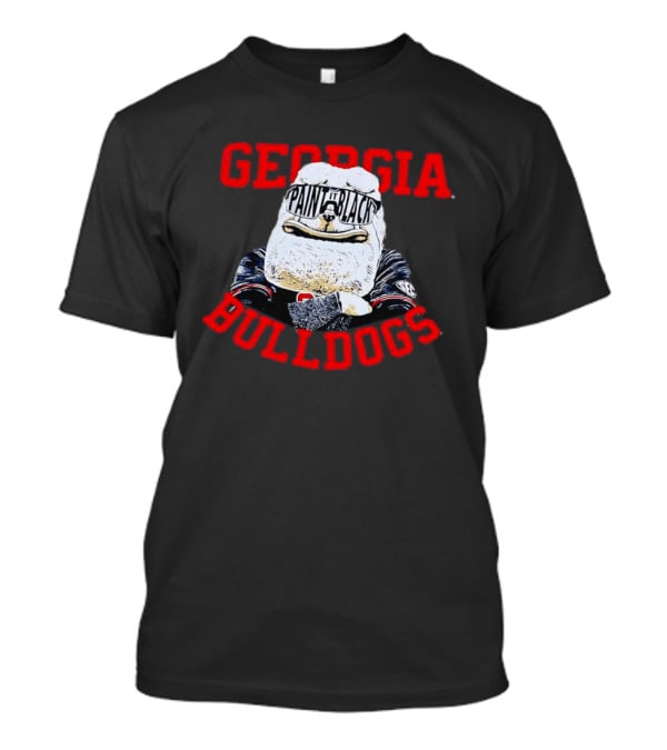 Georgia Bulldogs Paint It Black Bulldog Mascot Baseball T-Shirt
