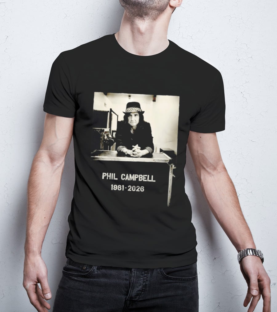 Phil Campbell 1961 2026 Retro Style Musician Hat Fashion T-Shirt