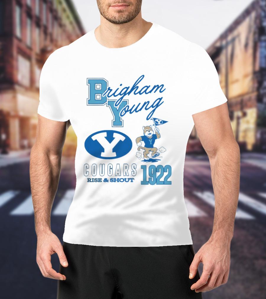 Brigham Young BYU Cougars Rise & Shout 1922 Flag Bearer T-Shirt