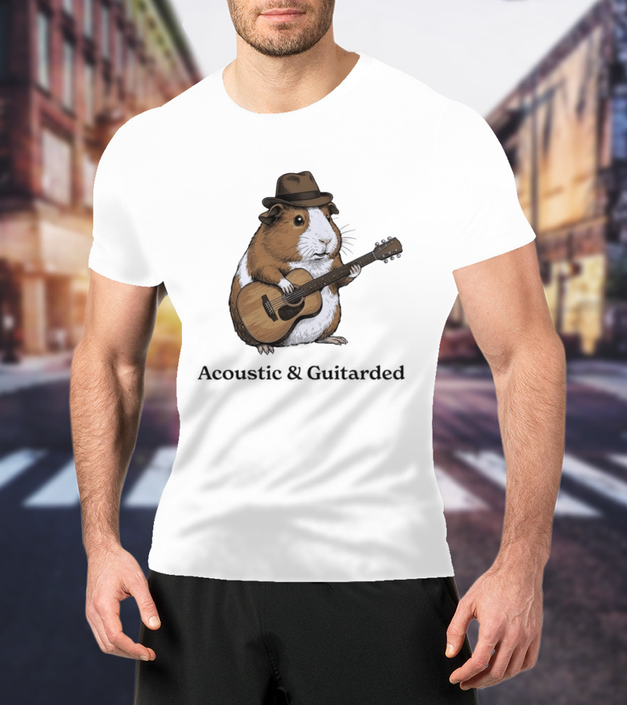 Capybara With Acoustic Guitar And Cowboy Hat Coustic Guitarded T-Shirt