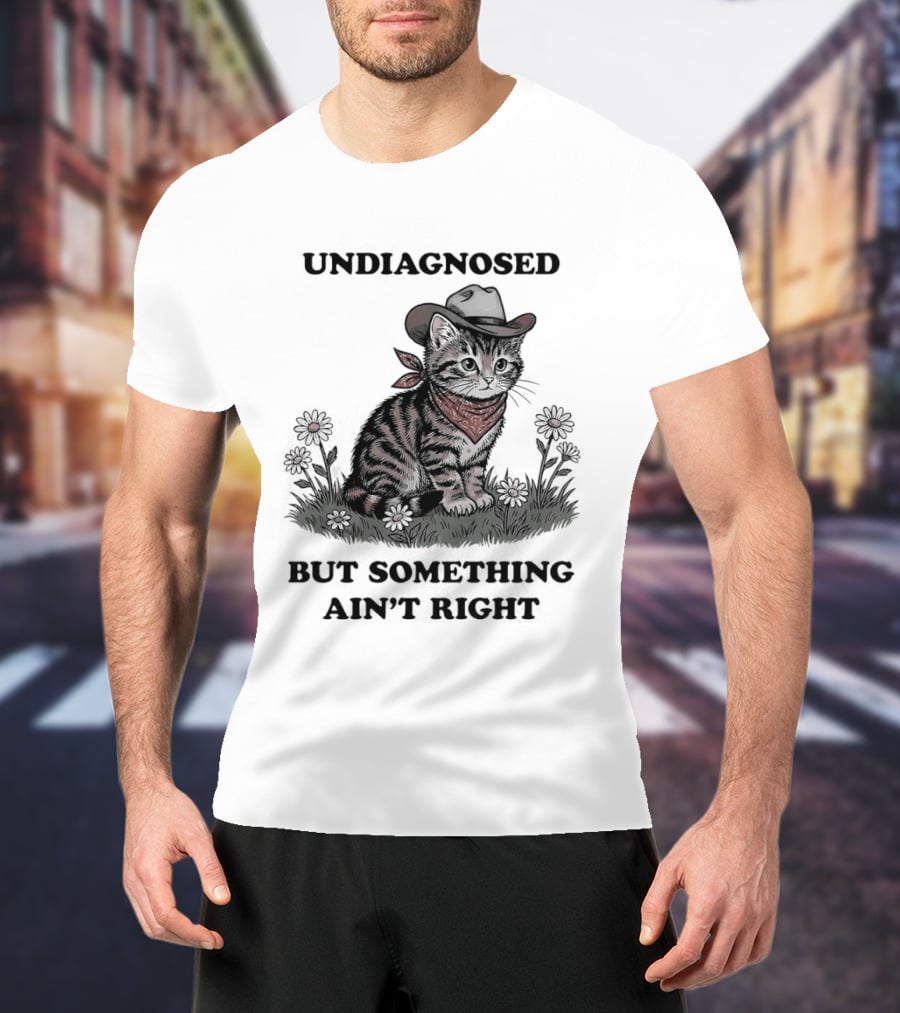 Undiagnosed Cat Wearing Cowboy Hat But Something Ain't Right T-Shirt