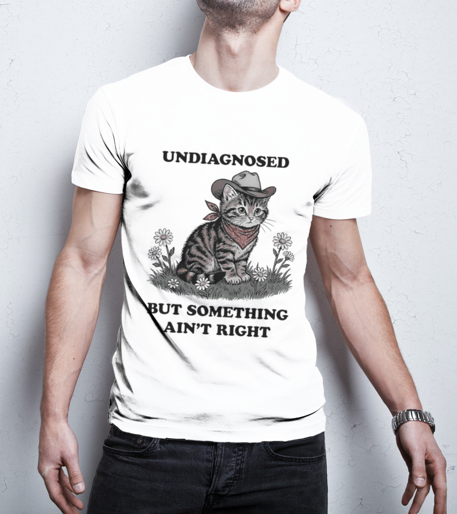 Undiagnosed Cat Wearing Cowboy Hat But Something Ain't Right T-Shirt