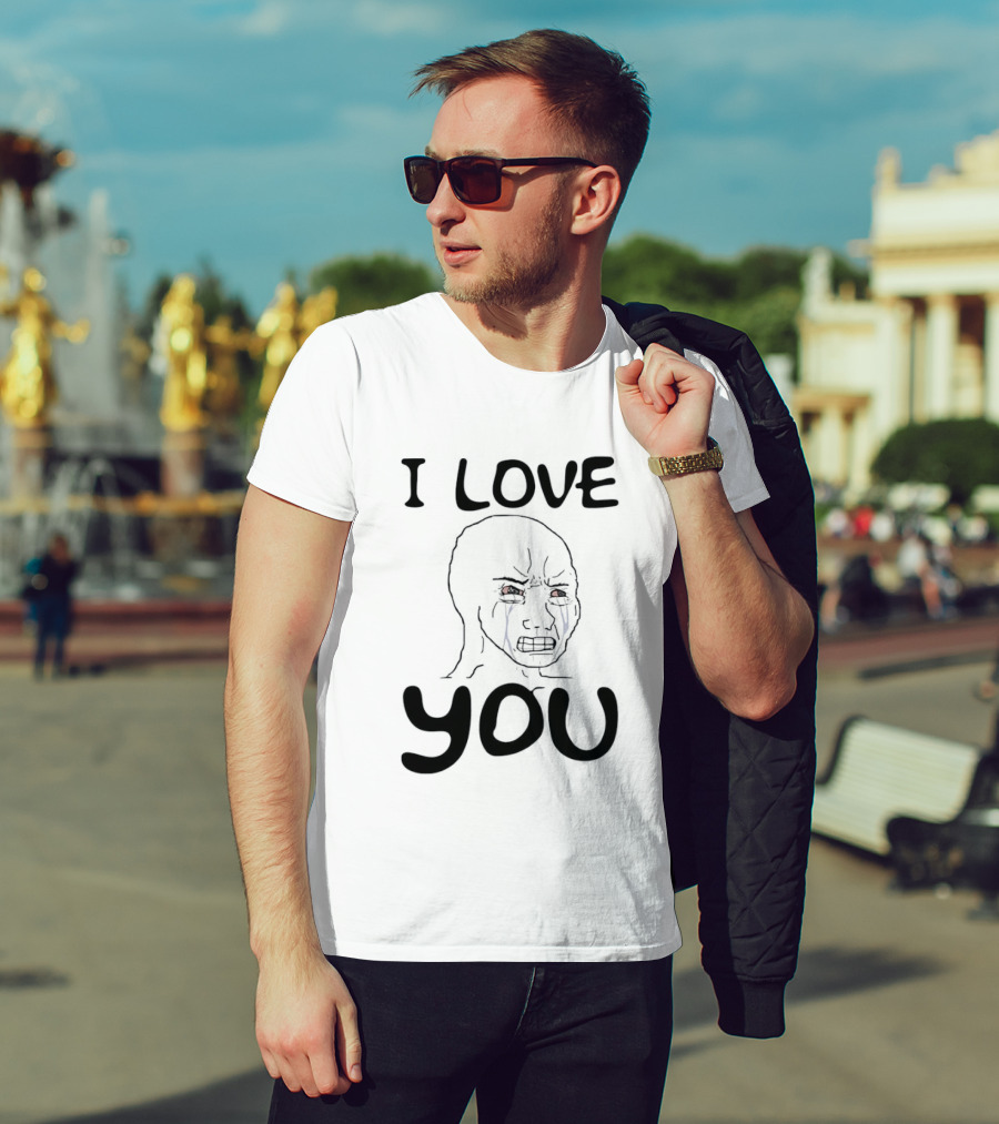 Wojak Crying I Love You Meme T-Shirt