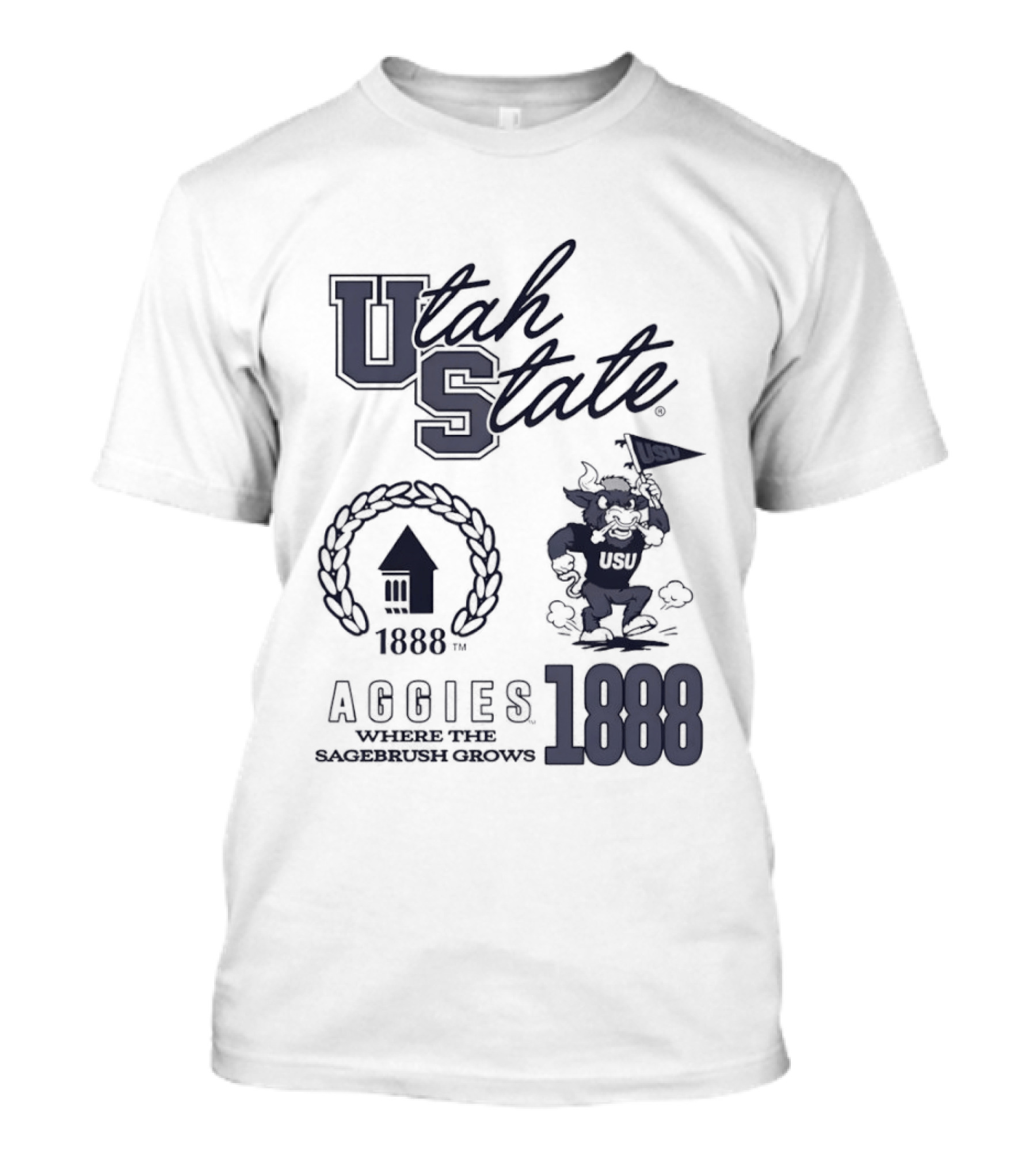 Utah State 1888 Aggies Where The Sagebrush Grows US Flag T-Shirt