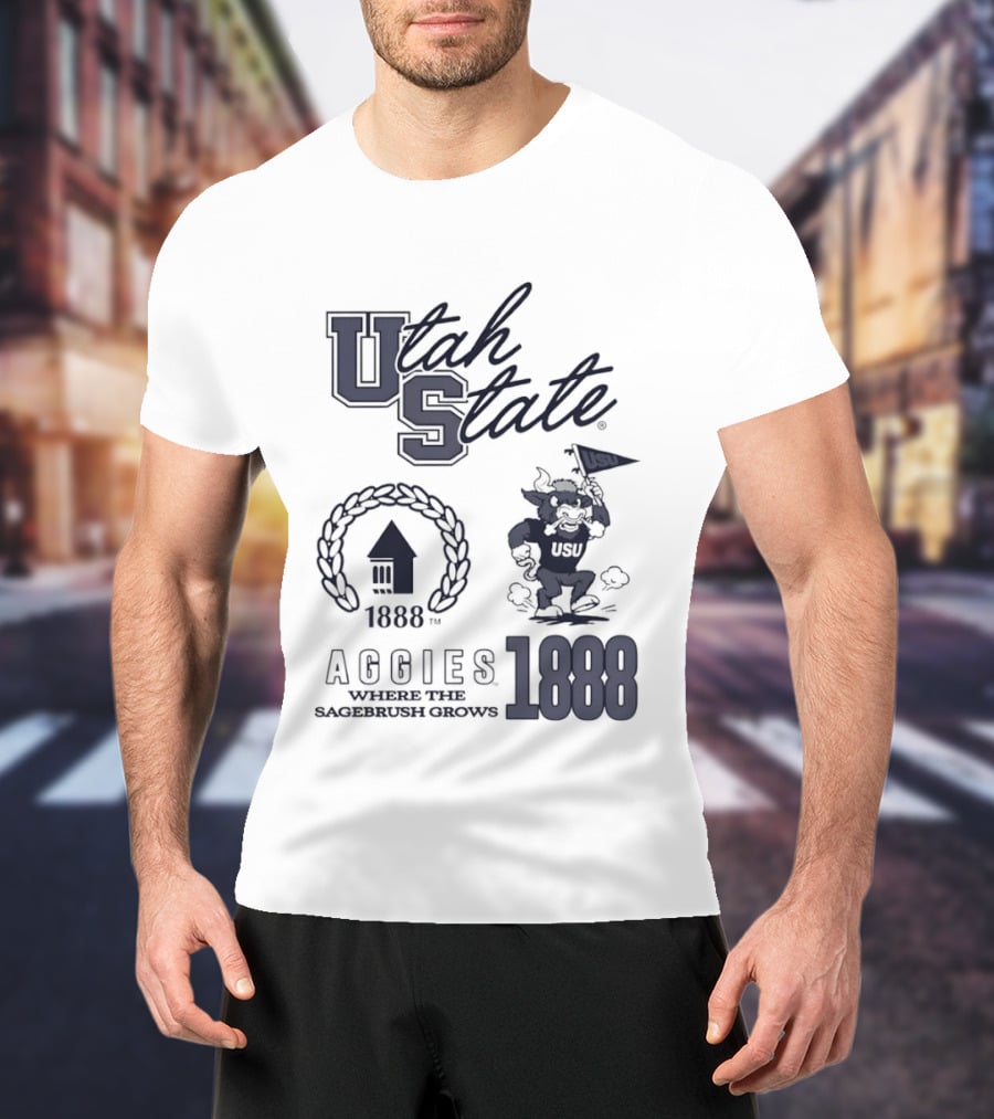 Utah State 1888 Aggies Where The Sagebrush Grows US Flag T-Shirt