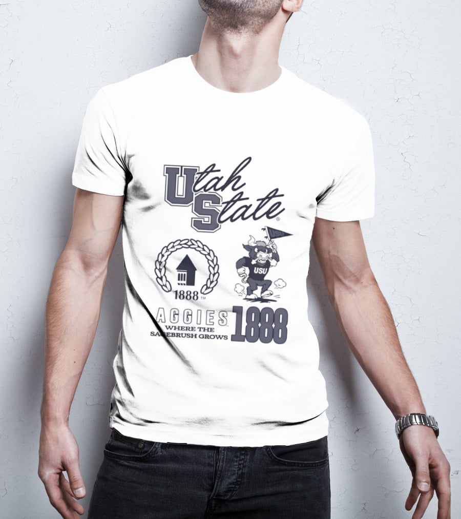 Utah State 1888 Aggies Where The Sagebrush Grows US Flag T-Shirt