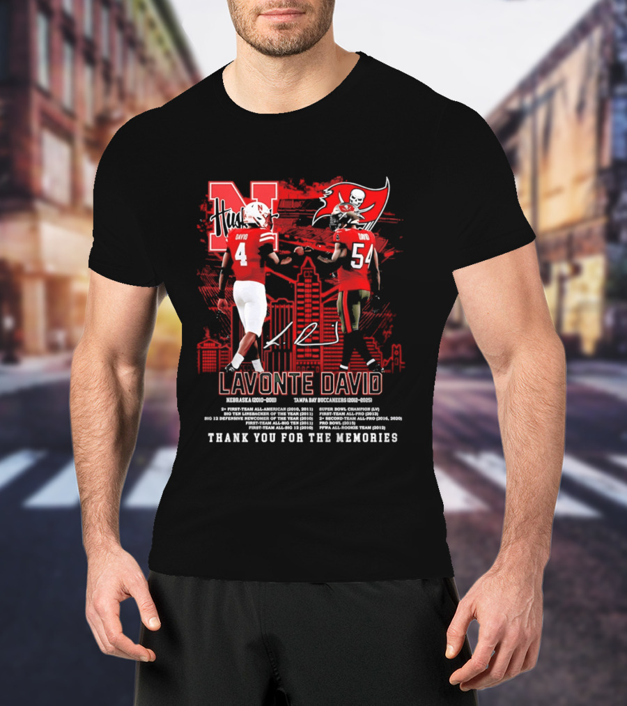 Lavonte David Nebraska Huskers Tampa Bay Buccaneers Thank You For The Memories T-Shirt