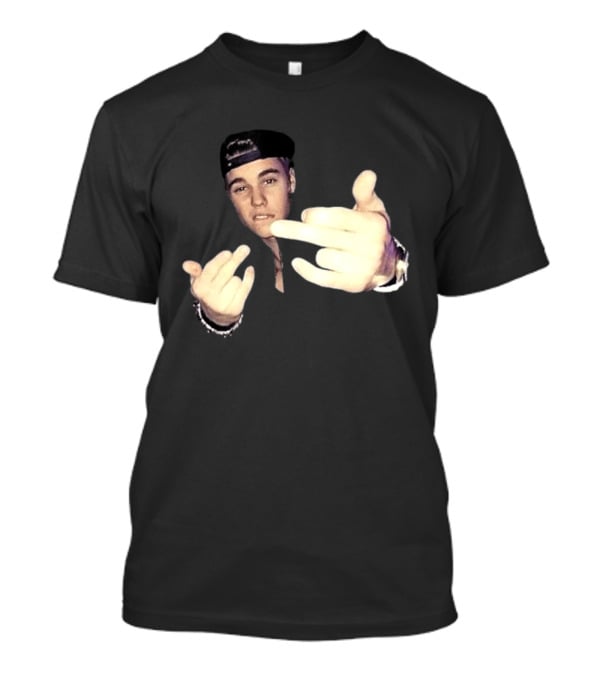 Justin Bieber Middle Finger Gesture Bold Expression T-Shirt