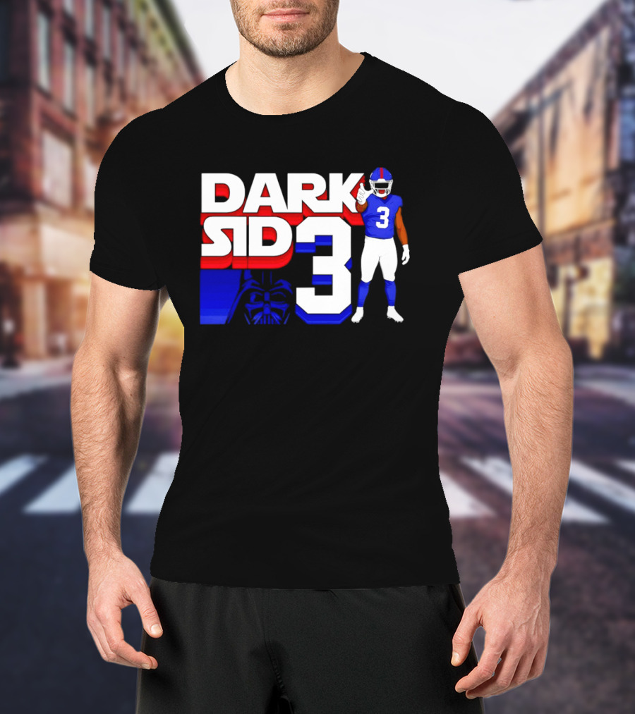 Darth Vader Star Wars Dark Side 3 New York Giants Football Player T-Shirt
