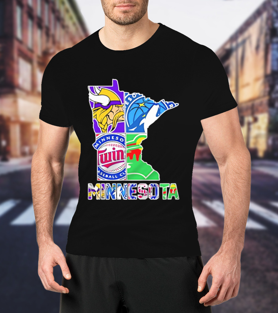 Minnesota Sports Teams Vikings Twins Wild Timberwolves Mashup T-Shirt