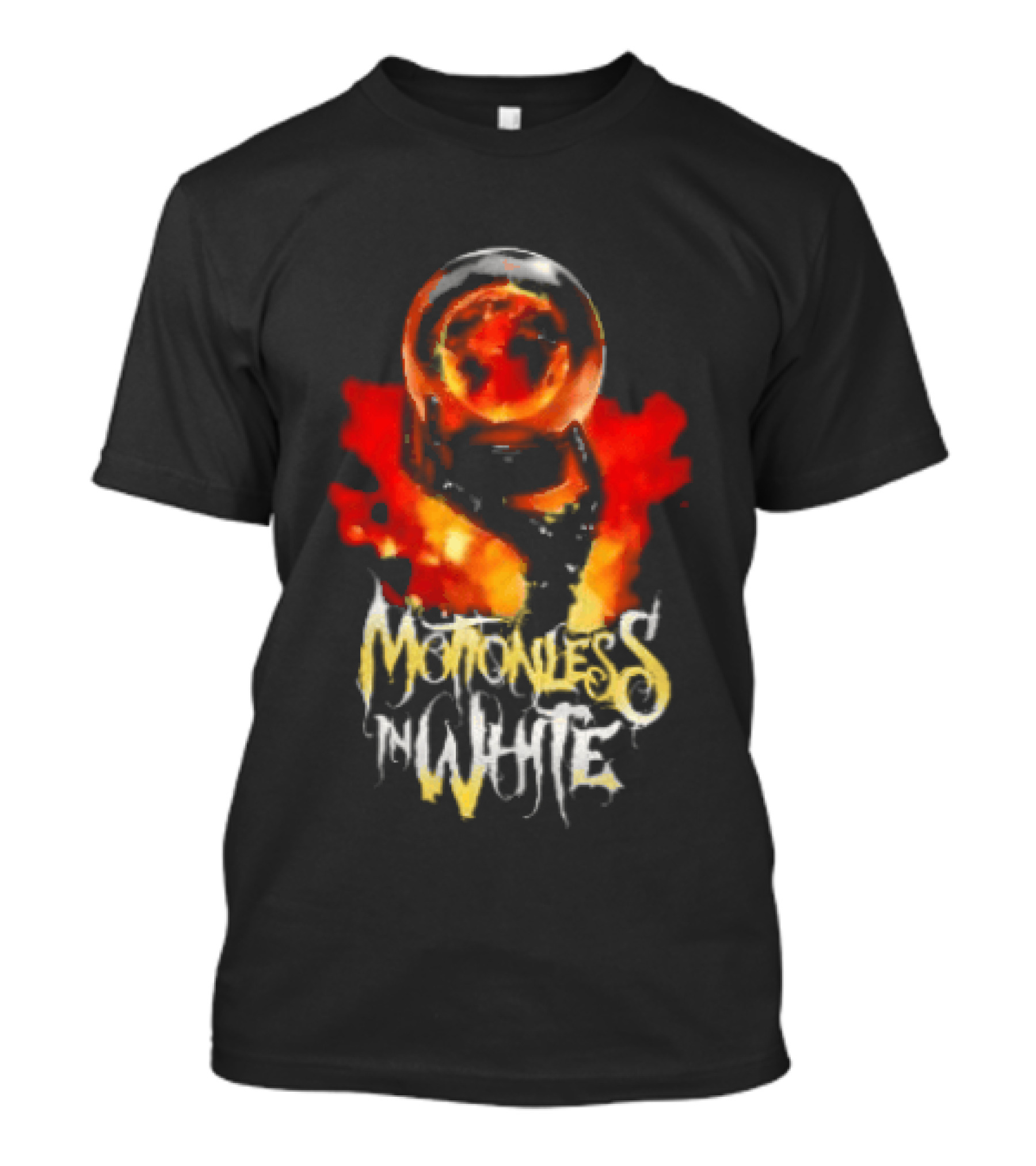 Motionless In White UK EU Tour 2026 Make Them Suffer Fiery Skull T-Shirt